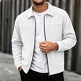 thumbnail image 2 of Men's Corduroy Jacket Lapel Collar Full Zip Up Long Sleeve Casual Coat Classic Textured Outerwear with Pockets, 2 of 9