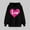 Black, variant on Women's Valentine Heart Print Sweatshirt Hooded Pullover Tops Long Sleeved Comfortable Sweatshirt Red L