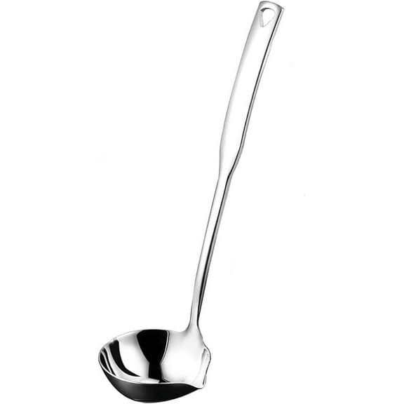 Soup Ladle 304 Stainless Steel Heavy Ladle with Pour Spout for Soups, Serving, Cooking, Stews and More 11.8 inch