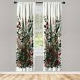 thumbnail image 2 of Ambesonne Botanical Curtains 2 Panel Set, Romantic Forest Blossoms, Pair of - 28" x 63", Emerald Ruby and Green, 2 of 4