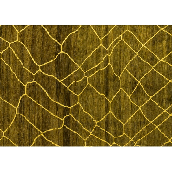 Ahgly Company Machine Washable Indoor Rectangle Oriental Yellow Modern Area Rugs, 5' x 7'