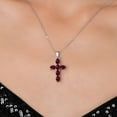 thumbnail image 3 of Gem Stone King 925 Sterling Silver Red Rhodolite Garnet Cross Pendant Necklace for Women | 3.00 Cttw | Gemstone January Birthstone | Oval 6X4MM | With 18 inch Chain, 3 of 6