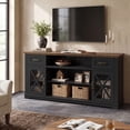 thumbnail image 3 of Fireplace TV Stand for 70inch TVs, LEGAHOME Modern 63" TV Stand with 30" Fireplace, Entertainment Center with Storage Drawers, Brown Tabletop and Black Cabinet, 3 of 9
