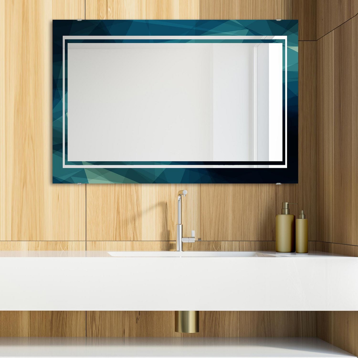 Designart 'Shades Of Blue 3' Miroir Glam - Miroir de courtoisie moderne - 35,4x23,6