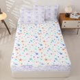 thumbnail image 4 of Homewish Flower Bow Zipper Twin Comforter Sets with Fitted Sheet and 2 Pillowcases For Kids Girls,White Purple Zipper Bedding Set,Colorful Stars Reversible,4-Piece, 4 of 7