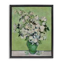 Stupell Industries Van Gogh Roses Botanical & Floral Painting Black Floater Framed Art Print Wall Art, 17 x 21