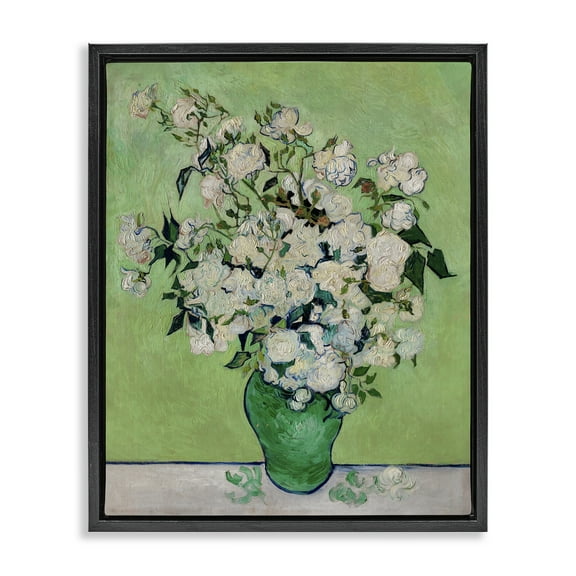 Stupell Industries Van Gogh Roses Botanical & Floral Painting Black Floater Framed Art Print Wall Art, 17 x 21