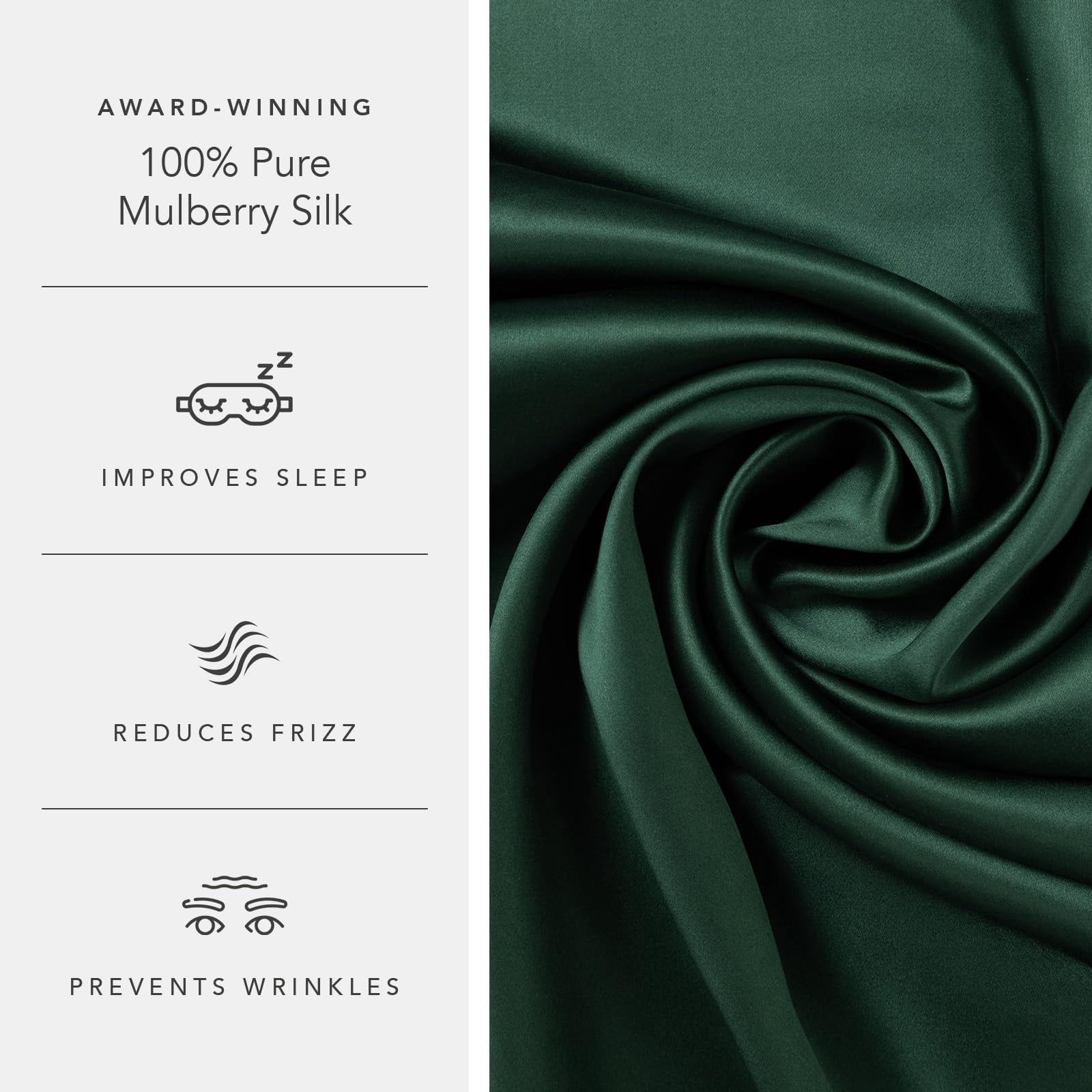 19mm Pure Mulberry Silk Pillowcase  Quality Tested (dark Green Q)