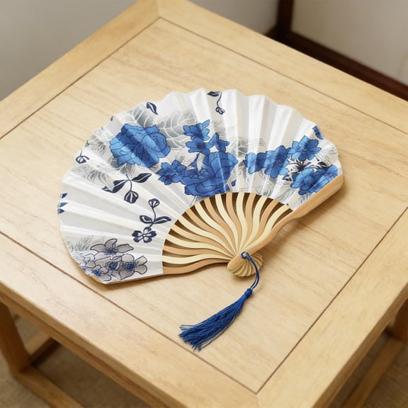Hand Fans For Women Foldable,Chinese Fan,Floral Fabric Folding Fans with Tassel,12IN Elegant Wedding Fans for Guests, Chinese Folding Fan, Japanese Handheld Fan, Asian Style Party(D)