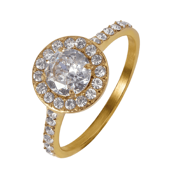 LuckyLy Anillos de Compromiso y Promesa para Mujer, Acero Inoxidable Baño Oro Rosa 18k, Oro 18k, Plata y Zirconia Cúbica – Joyería ideal como Regalos para Mujer Navidad y Regalos para Mamá, dorado 9