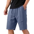 thumbnail image 1 of RKSTN Mens Shorts Running Shorts Stretch Solid Color Comfort Drawstring Workout Shorts with Pockets（Navy ,L）, 1 of 7