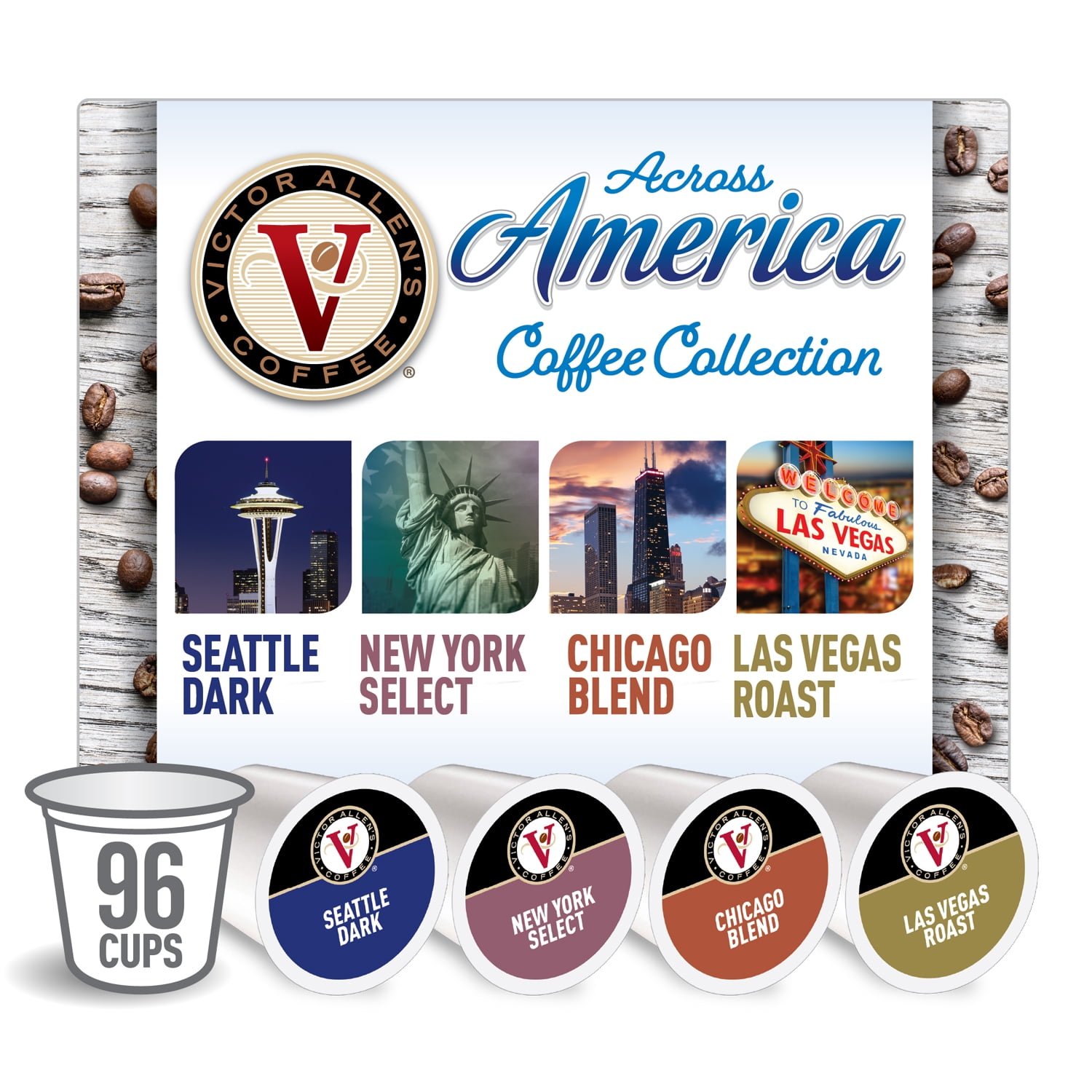 Victor Allen's Coffee Across America Variety Pack, 96 Count, Single