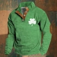 thumbnail image 3 of Telankuip Mens St Patricks Day Sweatshirts Quarter Button Stand Collar Long Sleeve Pullover Tops Oversized Retro Shamrock Flag Print Winter Comfy Going out Holiday Sweatshirt 5-Green XXL, 3 of 3