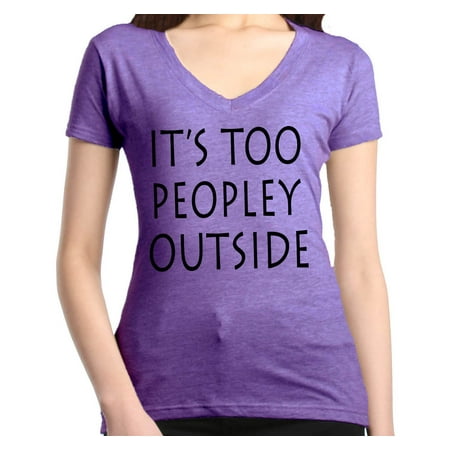 Shop4Ever Women's It's Too Peopley Outside Slim Fit V-Neck