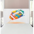 thumbnail image 1 of Sports Headboard, Rugby Ball with Rainbow Brush Effects Filled Covered with Colors Sports Sign Leisure, Upholstered Decorative Metal Bed Headboard with Memory Foam, Twin Size, Multicolor, by Ambesonne, 1 of 4