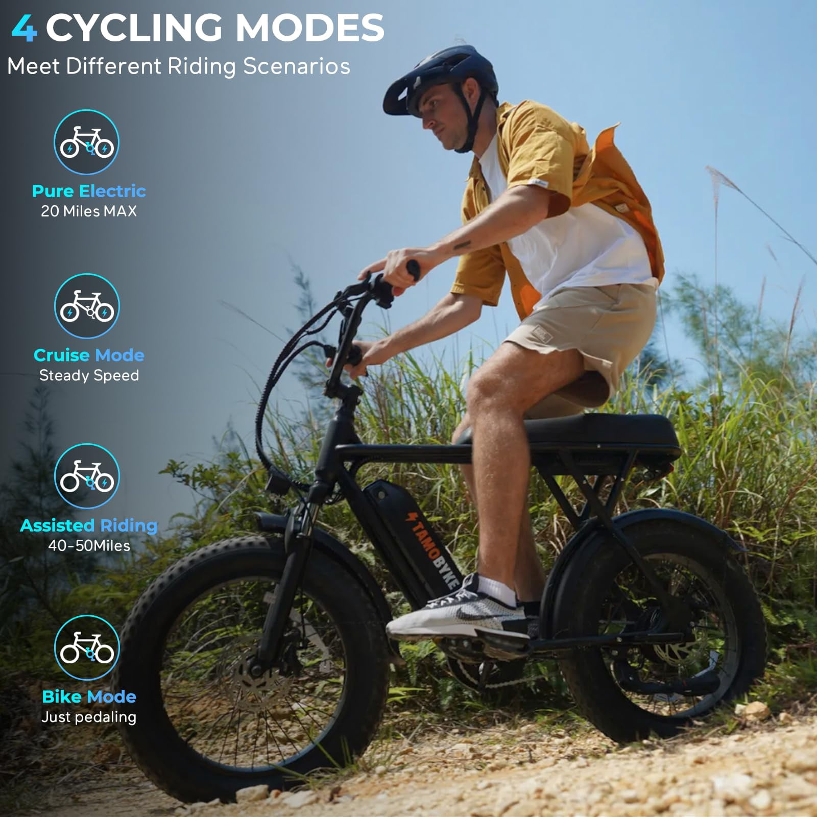 Tamobyke 750W Electric Bike for Adults,20"x4.0" Fat Tire Off-Road E bike,36V/13Ah Battery Snow Beach Mountain Bike for Outdoor Cycling e bike UL2849