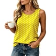 thumbnail image 4 of FDGIU Women's Round Neck Polka Dot Print Sleeveless Tank Top, Loose Split Side Curved Hem Lightweight Woven Casual Camisole, 4 of 8