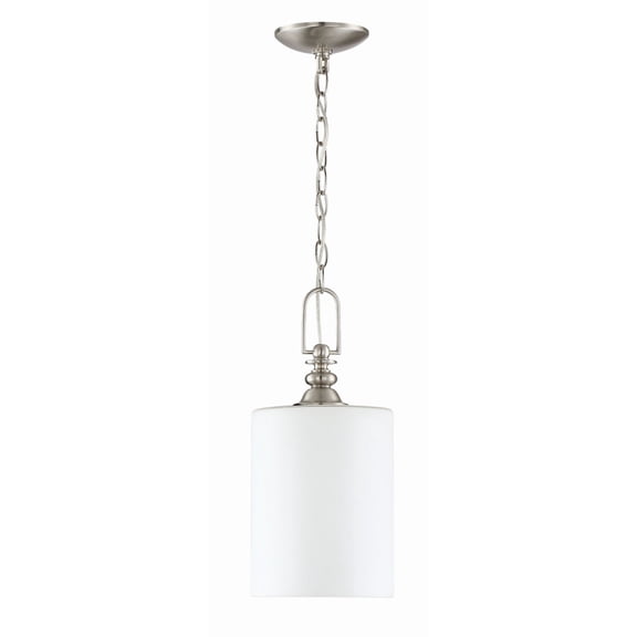 49891-BNK Craftmade Lighting Dardyn - One Light Mini Pendant - 7.5 inches wide by 16.5 inches high-Brushed Polished Nickel Finish-White Frosted Glass