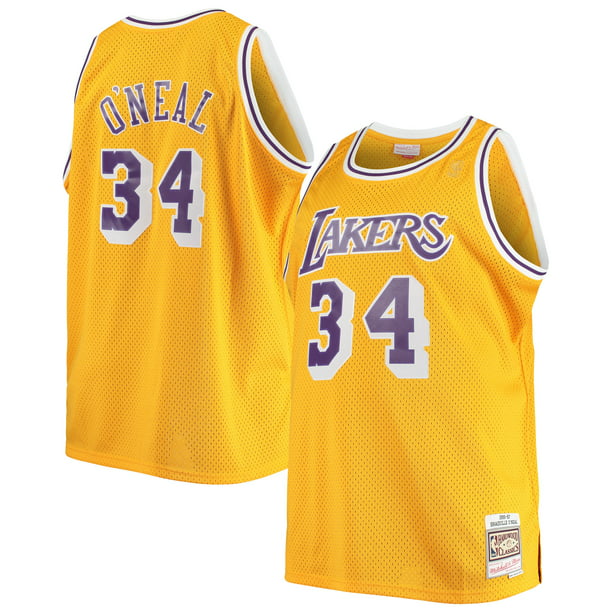 Shaquille O'Neal Los Angeles Lakers Mitchell & Ness Big & Tall Hardwood Classics Jersey - Gold