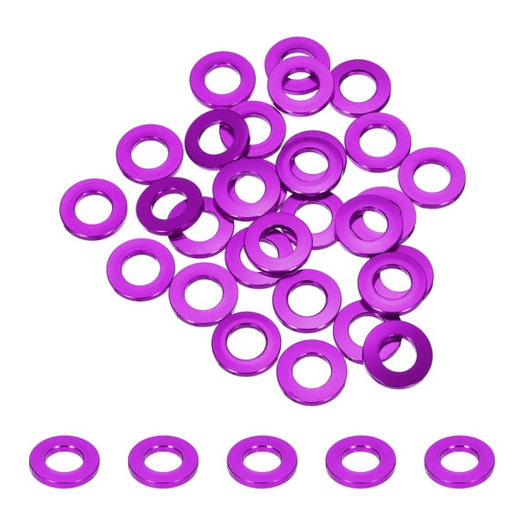 30pcs M8 Flat Washer Aluminum Gasket Anodized Countersunk Washer,Hole Dia 8mm/0.31 Round Washers,(Purple)