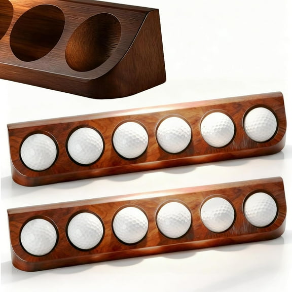 Golf Ball Display Case Wall Mount, 2 Pack Sport Memorabilia Display Case for Golf Ball Collector, Office Tabletop Decor, 6 Standard Size Wooden Golf Ball Stand Holder Display