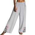 thumbnail image 2 of Delayuji Womens Cotton Linen Pant Casual Daily Embroidery Flora Printed Wide Leg Pant Retro Style Pants Plus Size M-4XL, 2 of 7