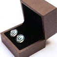 thumbnail image 4 of Sterling Silver Round With Blue White Enamel Gold Cufflink, 4 of 4