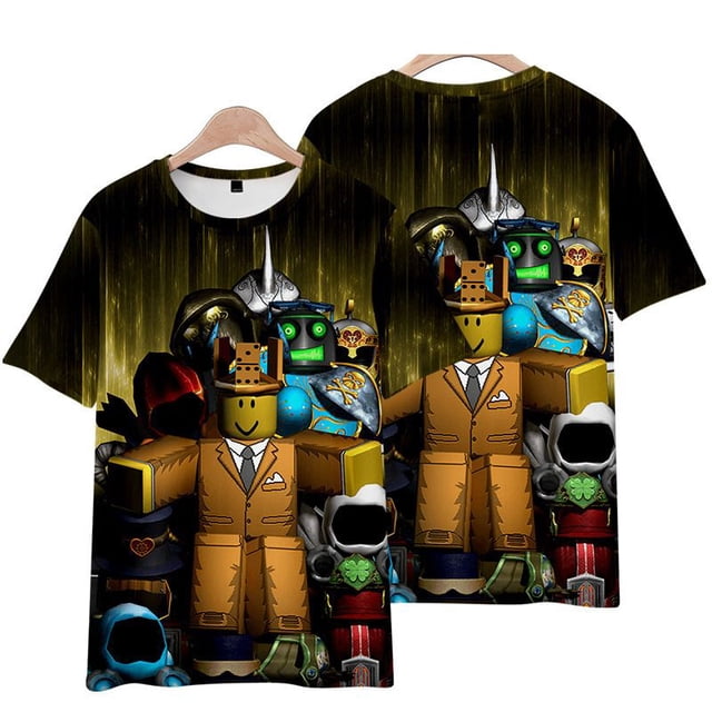 ROBLOX-Camiseta de mundo Virtual para niños y niñas, camisa de manga corta con cuello redondo, periférico, Anime, tendencia para adolescentes, juego de verano