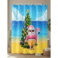 thumbnail image 4 of Fsddascl Coastal Christmas Shower Curtain Set - Small 36" x 72" Washable Bathtub Curtain with 12 Hooks, Flamingo Santa Ocean Beach Nautical Waterproof Fabric Stall Shower Curtains for Bathroom, 4 of 6