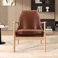 thumbnail image 2 of Pu Leather Seat Armchair With Solid Wood Construction, High Back For Living Room Supported Armchair, Cozy Feeling, 2 of 6