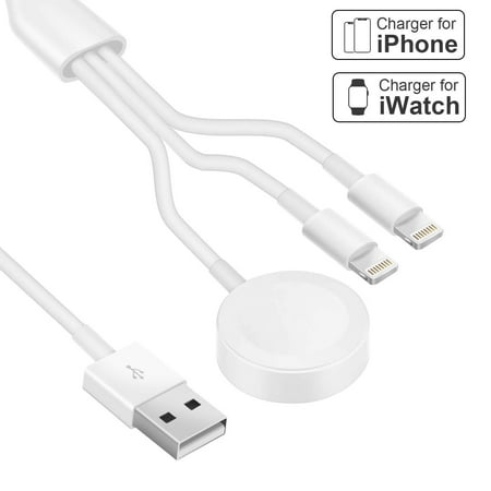 3 in 1 Wireless Charger Compatible with Apple Watch, Portable Fast Charger Magnetic Smartwatch Cable Compatible with iWatch Series 5 4 3 2 1 and iPhone 11 pro 11 Xs XR X Max 5 6 7 8 Plus