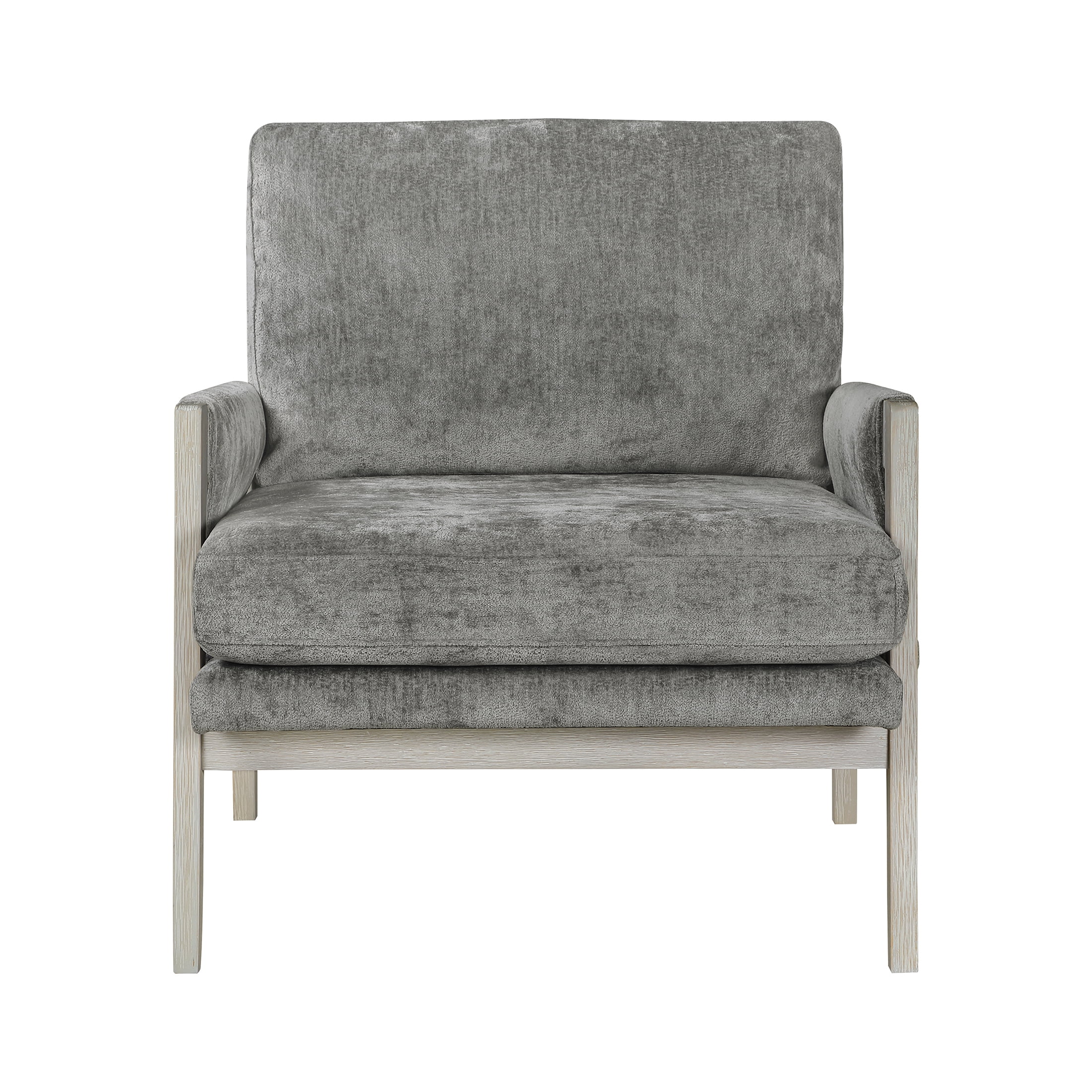 OakvillePark Glentop Wood Frame Chenille Accent Chair, Brownish Gray