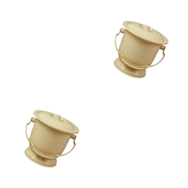 Vogacara Chamber Pot with Lid Bedpan Spittoon Indoor Handle with Bucket Amarillo claro 2piezas