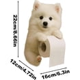 thumbnail image 2 of Porte-papier Hygiénique pour Chien, Porte-Rouleau de Toilette en Résine 3D pour Chiot, Organisateur Réaliste de Serviettes pour Rouleaux Standard, Mignon Distributeur de Mouchoirs Mural en Samoyède avec Étagère de Rangement, pour Déco de Cuisine et Salle de Bain, 2 of 8