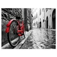 thumbnail image 2 of Design Art Retro Vintage Red Bike Cityscape Photo Canvas Art Print, 2 of 3