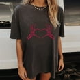 thumbnail image 5 of Cathalem Women's Crop Tops Loose Crewneck Color Block Tshirts Tops,Dark Gray S, 5 of 5