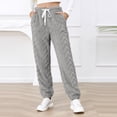 thumbnail image 4 of Women's Fuzzy Fleece Jogger Sweatpants Comfy Stretch High Waisted Workout Yoga Track Pants Casual Loose Drawstring Lounge Pajamas Trousers, 4 of 7