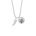 thumbnail image 2 of Delight Jewelry White Sabre Tooth Silvertone Script Initial Disc - B - Charm Necklace, 20"+3", 2 of 4