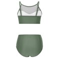 thumbnail image 5 of MGDXOX Women's High Waisted Bikini Set 2 Piece Sport Bathing Suit Halter Mesh Sheer Swimsuit Solid Color Ruched Swimwear Army Green M, 5 of 8