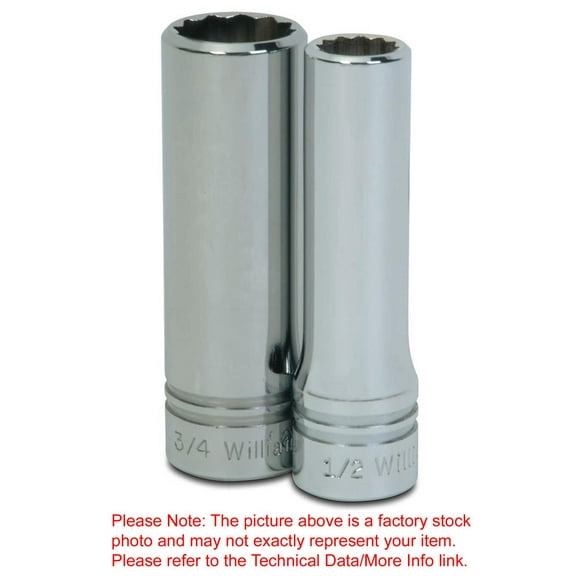 23mm x 1/2" Drive 6 Point Deep Supertorque™ Socket, Chrome Finish. Not Suitable For Impact Use. Williams® # JHW32723