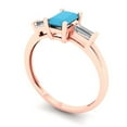 thumbnail image 2 of 0.8 ct Emerald Cut Simulated Turquoise Three-Stone Engagement Ring for Women in 18K Rose Gold, 2 of 5