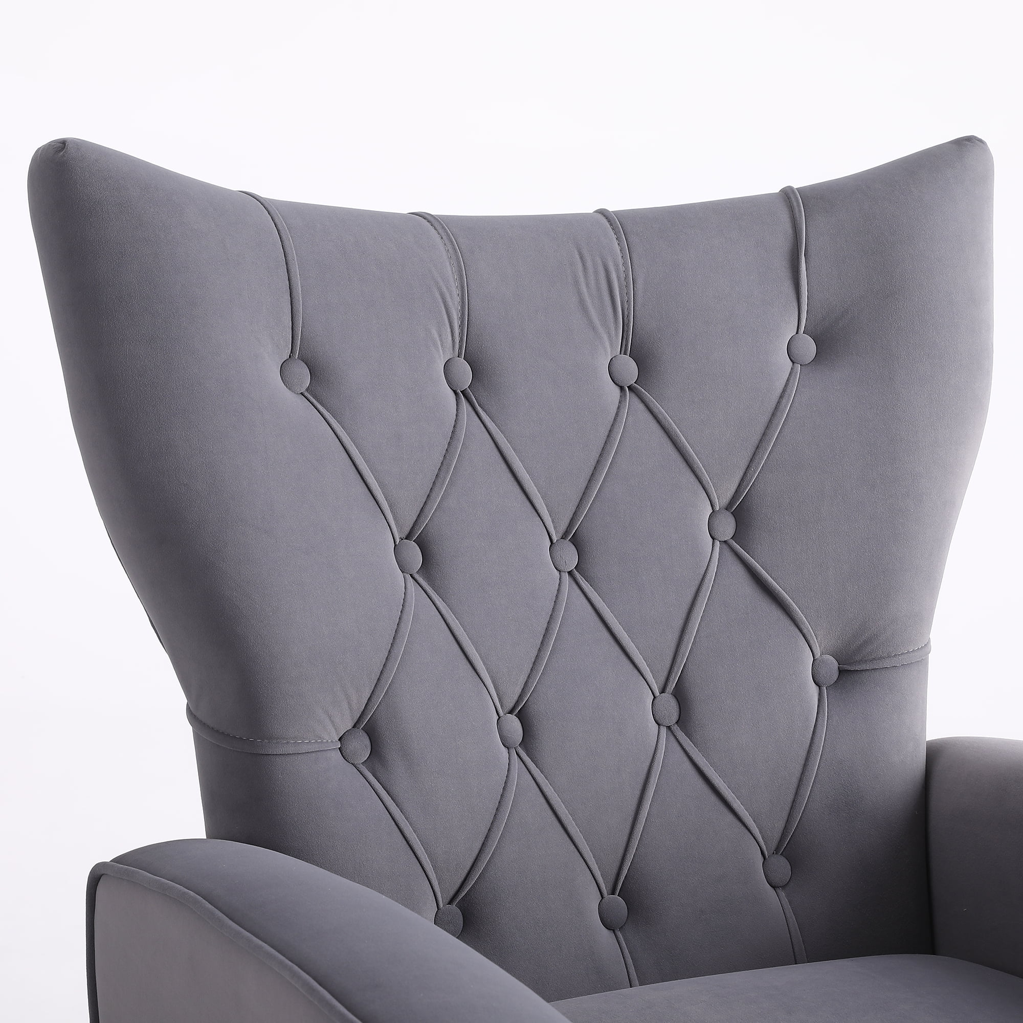 Kadyn Rocking Chair Nursery Armchair with High Back for Baby Room, Grey Kadyn Rocking Chair Nursery Armchair with High Back for Baby Room, Grey