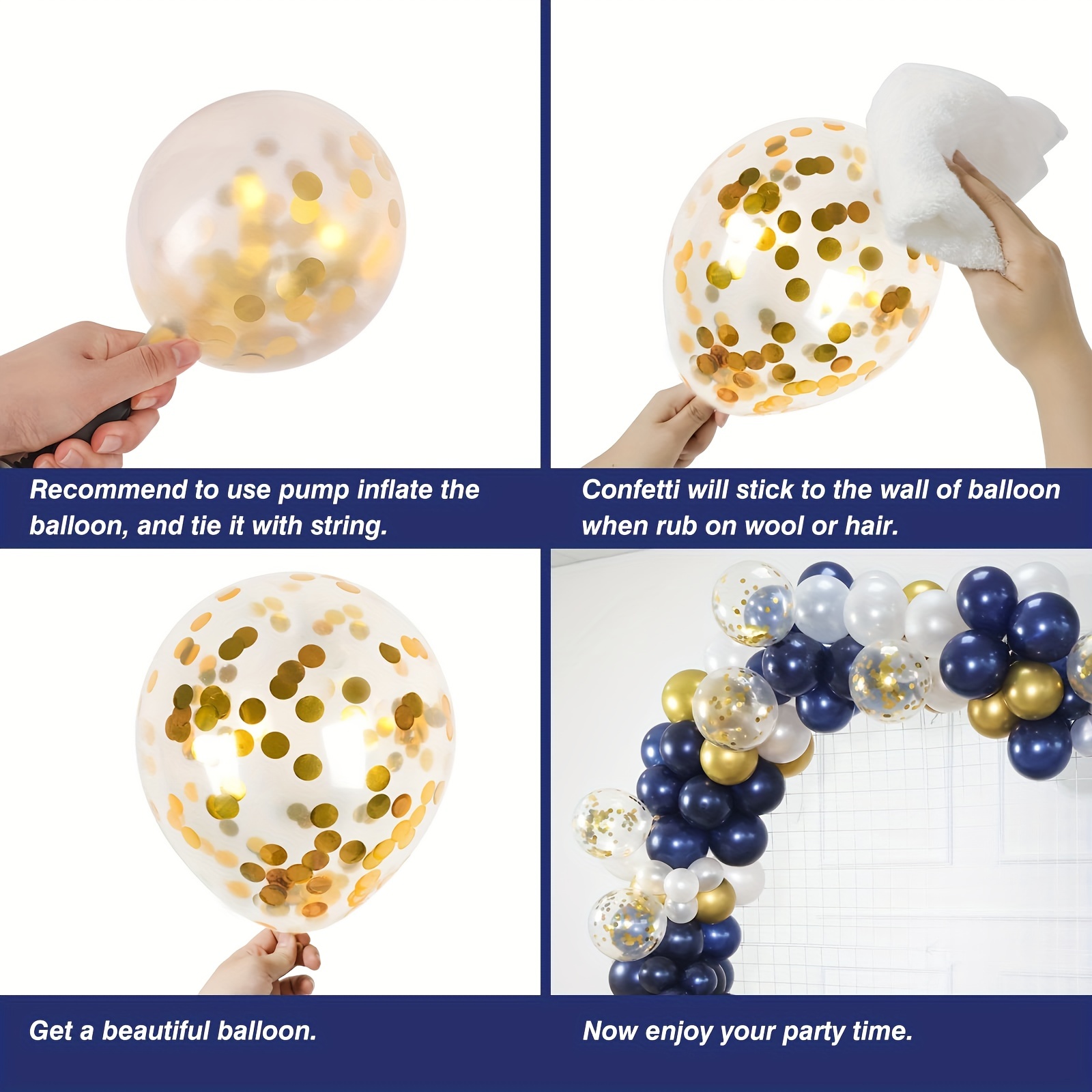 Kkhz Luxury Navy & Gold 120pc Latex Balloon Garland Kit For 14+ With 