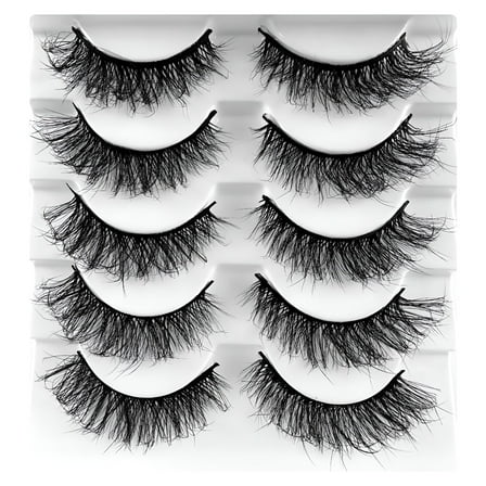 RAGUPEL Magnetic Eyelashes with Applicator 5 Pairs of False Eyelashes Fluffy Natural Looking False Eyelashes Multi Layered