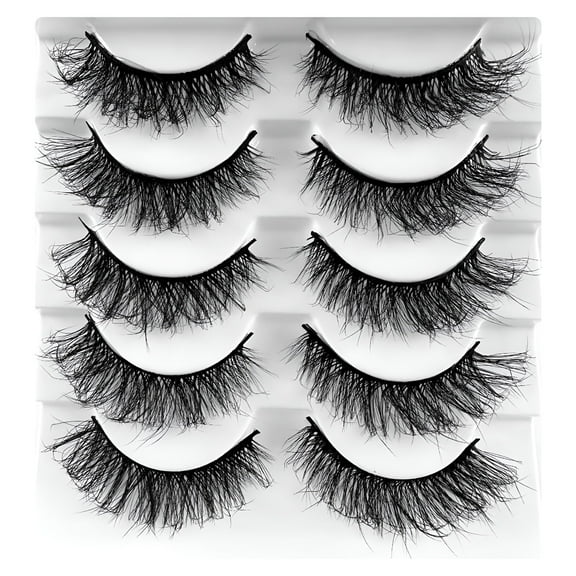 RAGUPEL Magnetic Eyelashes with Applicator 5 Pairs of False Eyelashes Fluffy Natural Looking False Eyelashes Multi Layered
