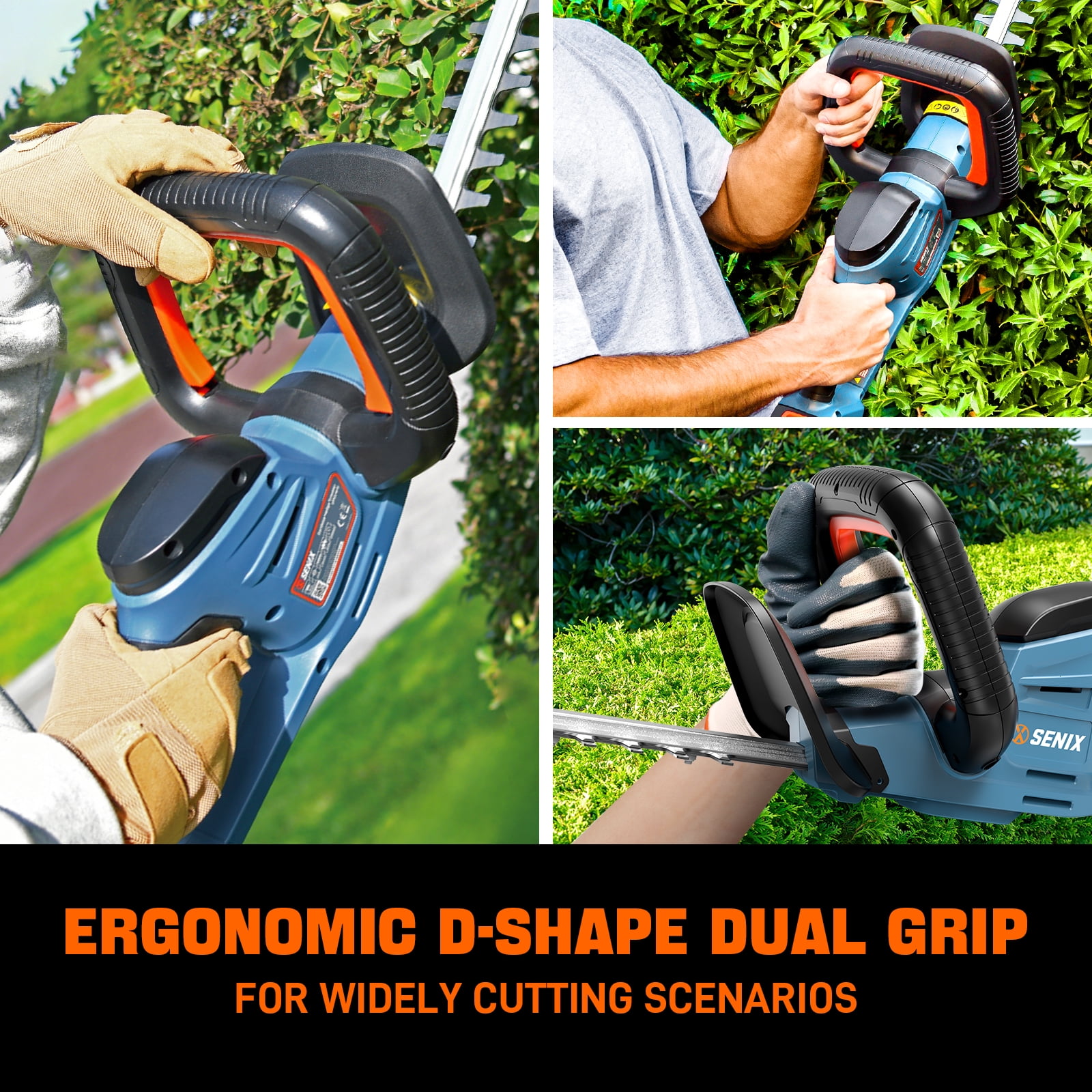SENIX 20V Max* 21-inch Cordless Hedge Trimmer with 2.0Ah Battery & Charger Included, Dual-Action and Double-Sided 3/4" Cutting Capacity, HTX2-M