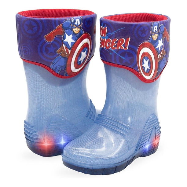 Bota Lluvia Luces Marvel Niño Arsenal 13-21 Capitán América azul acero 13