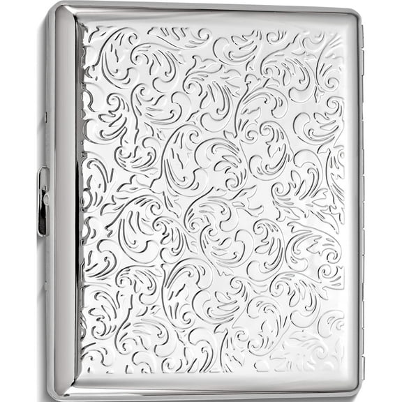 Fashion Silver-Tone (Holds 20) Cigarette / Card Case (3.5 X 4.5) Made In China gm12319