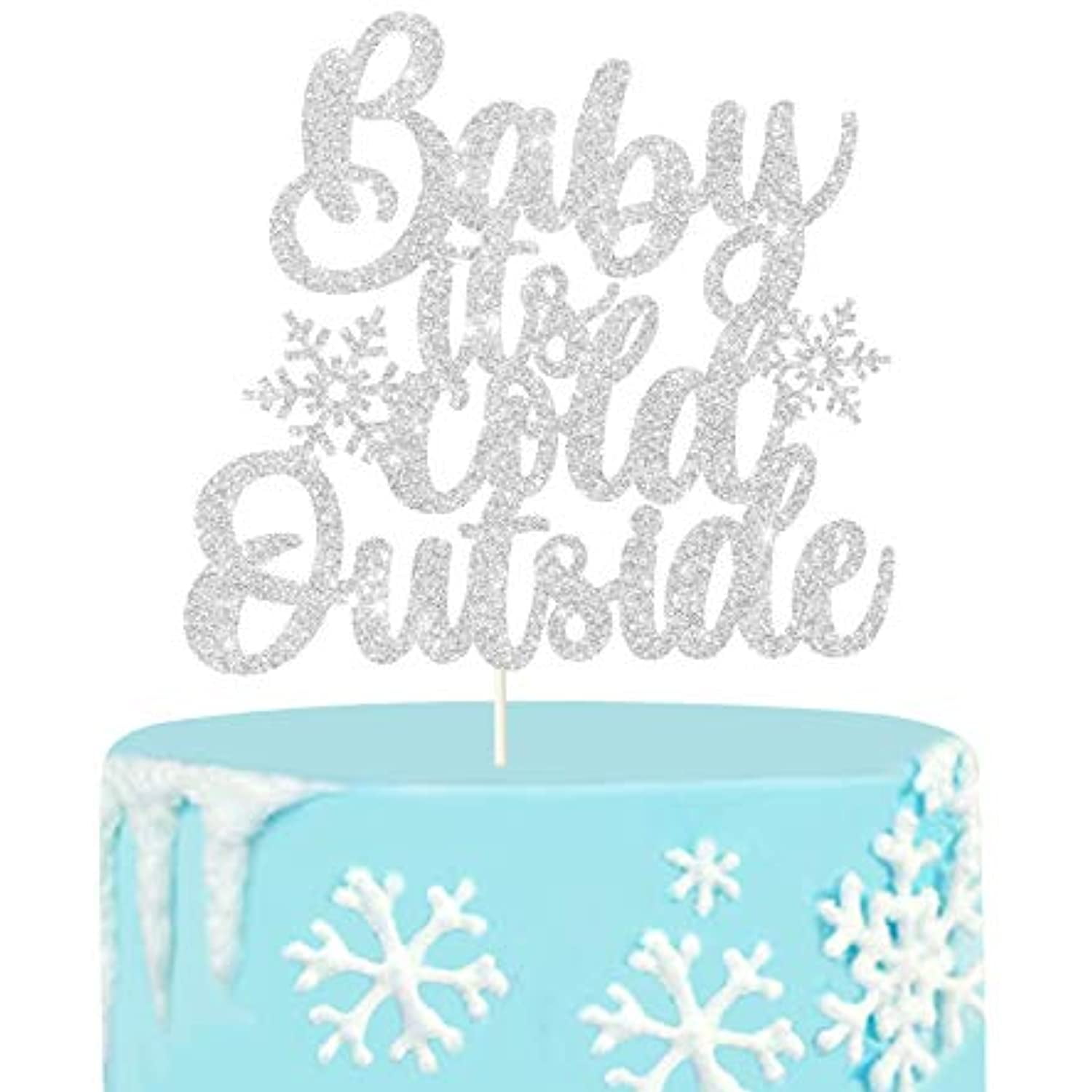Silver Glitter Baby It\'S Cold Outside Cake Topper, Winter Baby ...