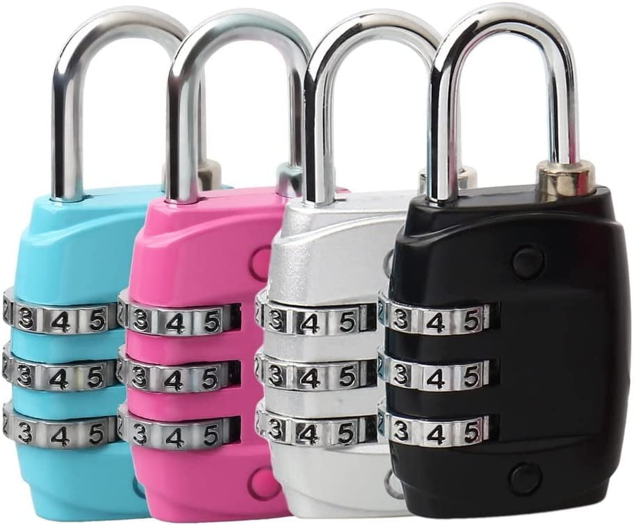 4 Pack 3 Digit Luggage Locks, Small Combination Padlock Combination